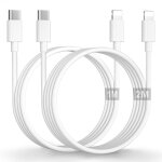 Cable iphone 1m + 2m - lot de 2 [apple certifi mfi], cable usb c vers lightning cable iphone charge ...