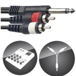 C�ble jack 6. 35 m�le mono vers 2 rca m�le longueur 3 m�tres