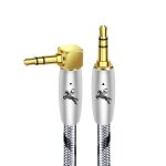Cble jack audio 3. 5mm male vers male prise jack 90 degrs[1m] cable aux hifi stro nylon tress cble ...