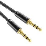 Cble jack audio cble auxiliaire 3. 5mm mle vers mle [plaqu or] stro en nylon pour iphone, samsung, ...