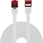 Cble lan ethernet - 10 m - cble rseau plat flexible - blanc - cble plat gigabit dsl rnis - cble ...