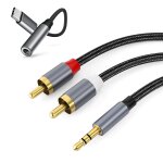 Cble lotus 3, 5 mm vers rca avec adaptateur audio usb - c, cble adaptateur auxiliaire vers rca, compatible ...
