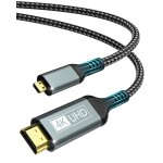 C�ble micro hdmi vers hdmi 2m, 4k@60hz cable micro hdmi 2. 0, ethernet 3d arc hdr adaptateur hdmi compatible ...