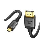C�ble micro hdmi vers hdmi 5m, [8k@60hz, 4k@120hz], nylon tress�, compatible 48gbps, hdr, earc, pour ...
