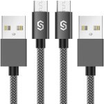 Cable micro usb - 2m pack de 2 chargeur micro usb chargeur rapide nylon cable de chargeur android pour ...