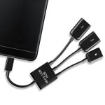 Cble micro usb 3 en 1 otg, adaptateur de transfert de donnes, mle  femelle, souris de jeu, clavier, ...