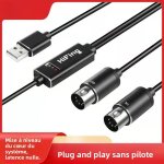 Cble midi 5 broches vers usb - c - adaptateur pour instruments lectroniques, piano, batterie lectronique, ...