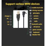 Cble mini usb d'angle 90 degrs mini 5 broches usb b mle a usb 2. 0 mle fil d'extension de synchronisation ...
