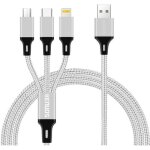C�ble multi usb, 3 en 1 multi chargeur usb c�ble en nylon tress� avec micro usb type c connecteurs - ...
