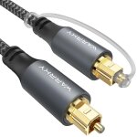 Cble optique audio, 1. 8m cble optique [nylon tress, plaqu or] toslink pour home cinema, barre de ...