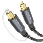 Cble optique audio, 1m cble optique [nylon tress, plaqu or] toslink pour home cinema, barre de son, ...