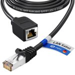 Câble patch de 1m extension cat. 7 rj45 mâle & femelle adaptateur noirextension ethernet, lan & connecteur ... Câble patch de 1m extension cat. 7 rj45 mâle & femelle adaptateur noirextension ethernet, lan & connecteur ...