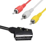 Cble pritel vers 3 rca mle, pritel 20 broches vers av composite audio / vido avec interrupteur entre ...