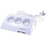 C�ble premiumcord extension de 230 v 1, 5 m, 5 prises + interrupteur + 2 x usb 2a, l'extension de la ...