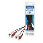 C�ble rallonge audio st�r�o 2x rca m�les vers 2x rca femelles 5, 00 m noir