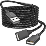 C�ble de rallonge usb, c�ble de rallonge usb a m�le vers 2 femelles c�ble de rallonge usb durable tress� ...