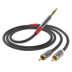 Cble rca jack, ¿1m 3. 5mm vers 2rca mle audio stro, ligne de poisson tiss adaptateur rca, pour ...