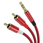 C�ble rca, jack audio st�r�o cordon jack 3. 5mm m�le vers 2 rca m�le tissage en nylon compatible avec ...