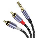 Cble rca, jack audio stro cordon jack 3. 5mm mle vers 2 rca mle tissage en nylon compatible avec ...