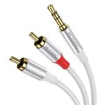 C�ble rca, jack audio st�r�o cordon jack 3. 5mm m�le vers 2 rca m�le tissage en nylon compatible avec ...