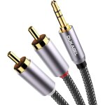 C�ble rca vers jack 3, 5 rca - jack 3, 5 mm vers 2 fiches st�r�o rca - c�ble audio hifi avec gaine en ...