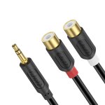 Cble rca vers jack 3. 5mm de rallonge, plaqu or srie audiowave 3. 5mm mle a 2 rca femelle adaptateur ...