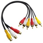 Câble répartiteur audio vidéo 3 rca femelles vers 6 rca mâles, adaptateur av pour tv, dvd, décodeur, ... Câble répartiteur audio vidéo 3 rca femelles vers 6 rca mâles, adaptateur av pour tv, dvd, décodeur, ...