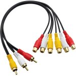 C�ble r�partiteur audio vid�o 3 rca m�le vers 6 rca femelles, adaptateur composite pour tv, dvd, d�codeur, ...