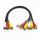 Cble rpartiteur rca y 30 cm - adaptateur 3rca mle vers 6rca femelle audio - vido pour home cinma, ...