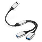 C�ble r�partiteur usb, adaptateur r�partiteur usb a 1 entr�e 2 sorties, hub double port pour transfert ...