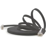 Cble rseau cat6 cat 6 plat flat slim - 1x 2m - rj45 ethernet lan dsl routeur modem - noir