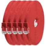 Cble rseau cat6 cat 6 plat flat slim 5x 3, 0m - rj45 ethernet lan dsl routeur modem - rouge[video2667] ...