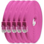 Cble rseau cat6 cat 6 plat flat slim - 5x 7m - rj45 ethernet lan dsl routeur modem - magenta
