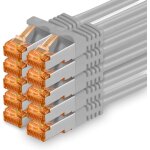 Cble rseau cat7 cat 7 10 gb / s sftp - 10x 0, 5m - rj45 ethernet lan dsl routeur modem - gris