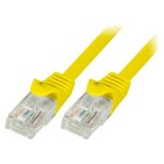 Cable reseau rj45 male u - utp cat. 5e jaune - 1m