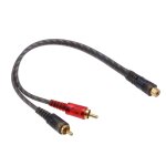 C�ble s�parateur en y 1 rca femelle � 2 rca m�le, c�ble adaptateur pour syst�me audio de voiture, mp3 ...