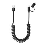 Cable spirale voiture pour apple carplay et android auto [mfi & 3a charge rapide & transmission de donnes] ...