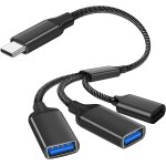 Cble de splitter typec, 3 en 1 mle vers 3usb 2. 0 1typec tte de femme splitter, charge du cordon d'alimenta ...