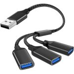Cble de splitter usb, 3 en 1 mle vers 3usb 2. 0 tte de femme splitter, charge du cordon d'alimentation ...