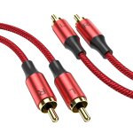 C�ble st�r�o rca, rca m�le vers m�le st�r�o c�ble audio auxiliaire subwoofer 10m, plaqu� or 24 carats ...