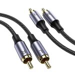 Cble stro rca, rca mle vers mle stro cble audio auxiliaire subwoofer 5m, plaqu or 24 carats ...