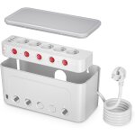 Cable storage box with usb power strip, cable storage box with multiple sockets, 5 sockets with individual ...