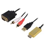 Cable d - sub 15pin hd prise male hdmi prise male rca prise male x2 usb a prise male 2m - noir Cable d - sub 15pin hd prise male hdmi prise male rca prise male x2 usb a prise male 2m - noir