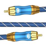 Cble subwoofer cble rca coaxial numrique plaqu or nylon tress mle  cinch rca / phono cble audio ...
