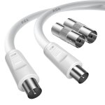 Cable tv antenne c�ble d'antenne tv m�le vers m�le de 10m avec 2 adaptateurs femelle vers femelle pour ...