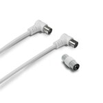 C�ble tv coaxial 9, 52 mm coud� m�le / fem. + adaptateur 9, 52 mm 2 m