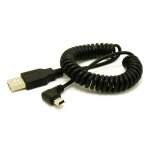 C�ble usb 2. 0 a m�le vers mini usb 5 broches, cordon adaptateur spiral� � 90 degr�s, pour lecteurs mp3, ...