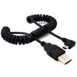 C�ble usb 2. 0 type a m�le vers mini usb, cordon � ressort � angle droit pour mp3 et disque dur