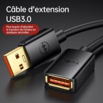 Cable usb 3. 0 yhemi cble de rallonge mle  femelle cble de transmission de donnes  haute vitesse ...