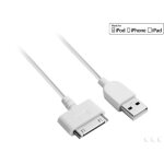 Cable usb 30 pin 3m pour iphone ipad ipod, couleur: blanc
